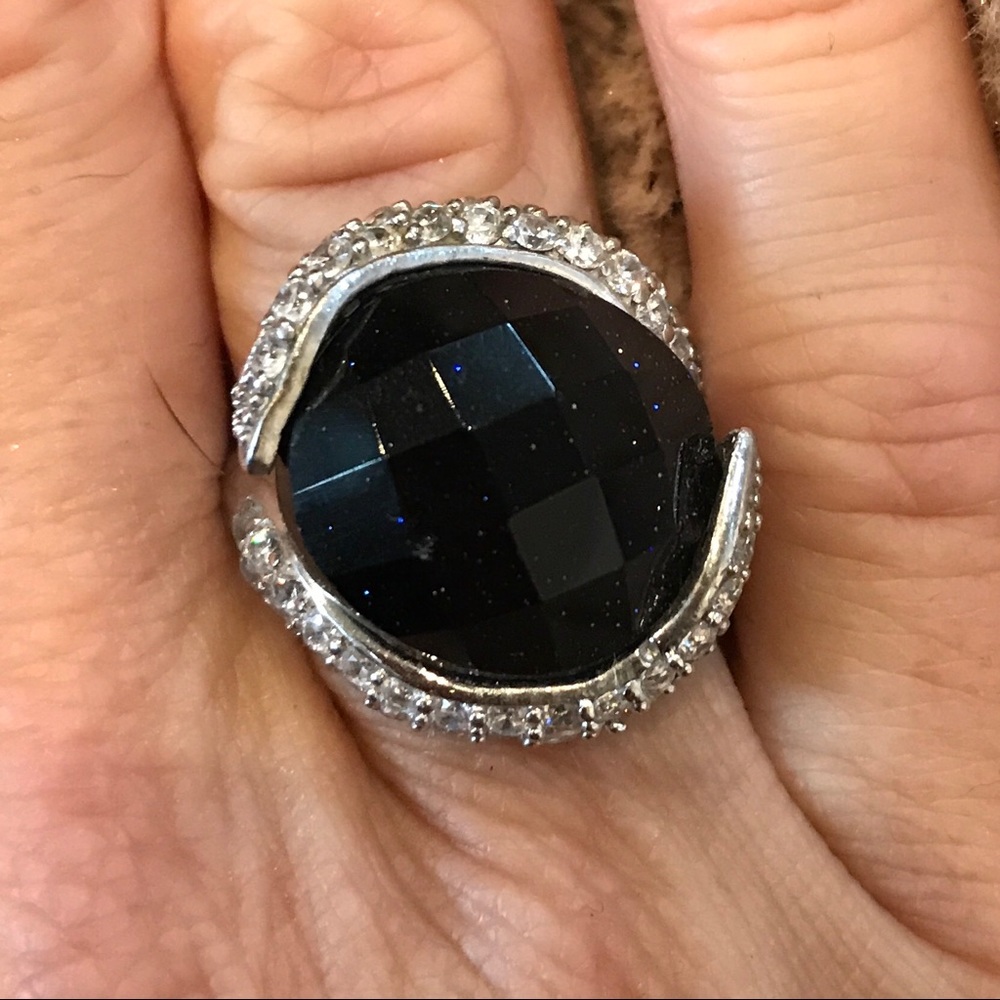 Black Stone Sterling Silver Ring - image 1